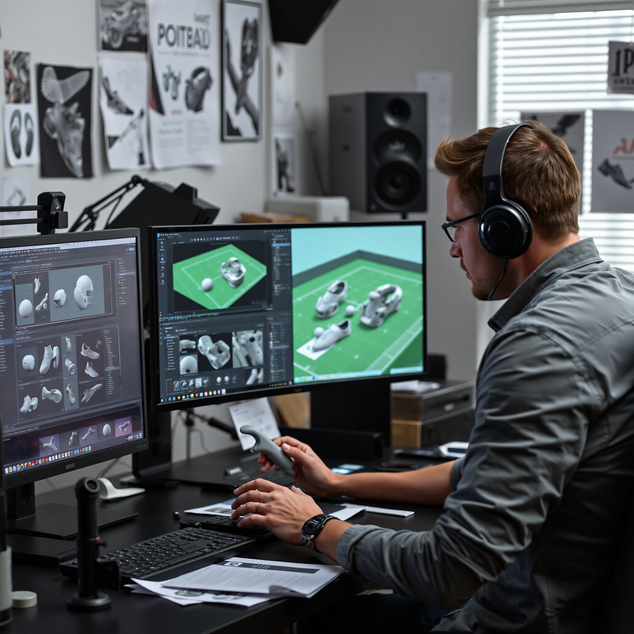 3D modeling workflow showing professional sports equipment digital creation