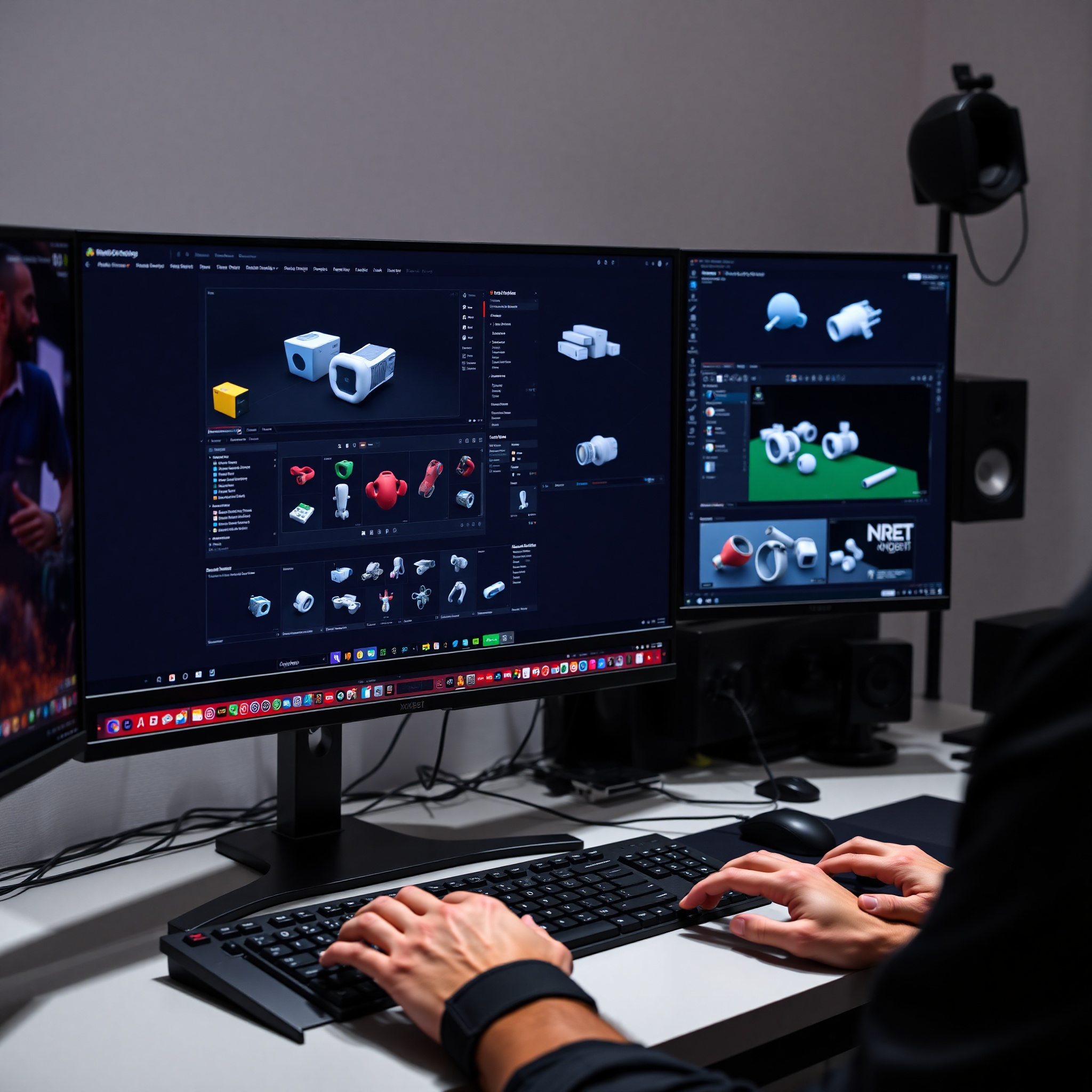3D modeling workspace showing professional product models in modern animation software interface