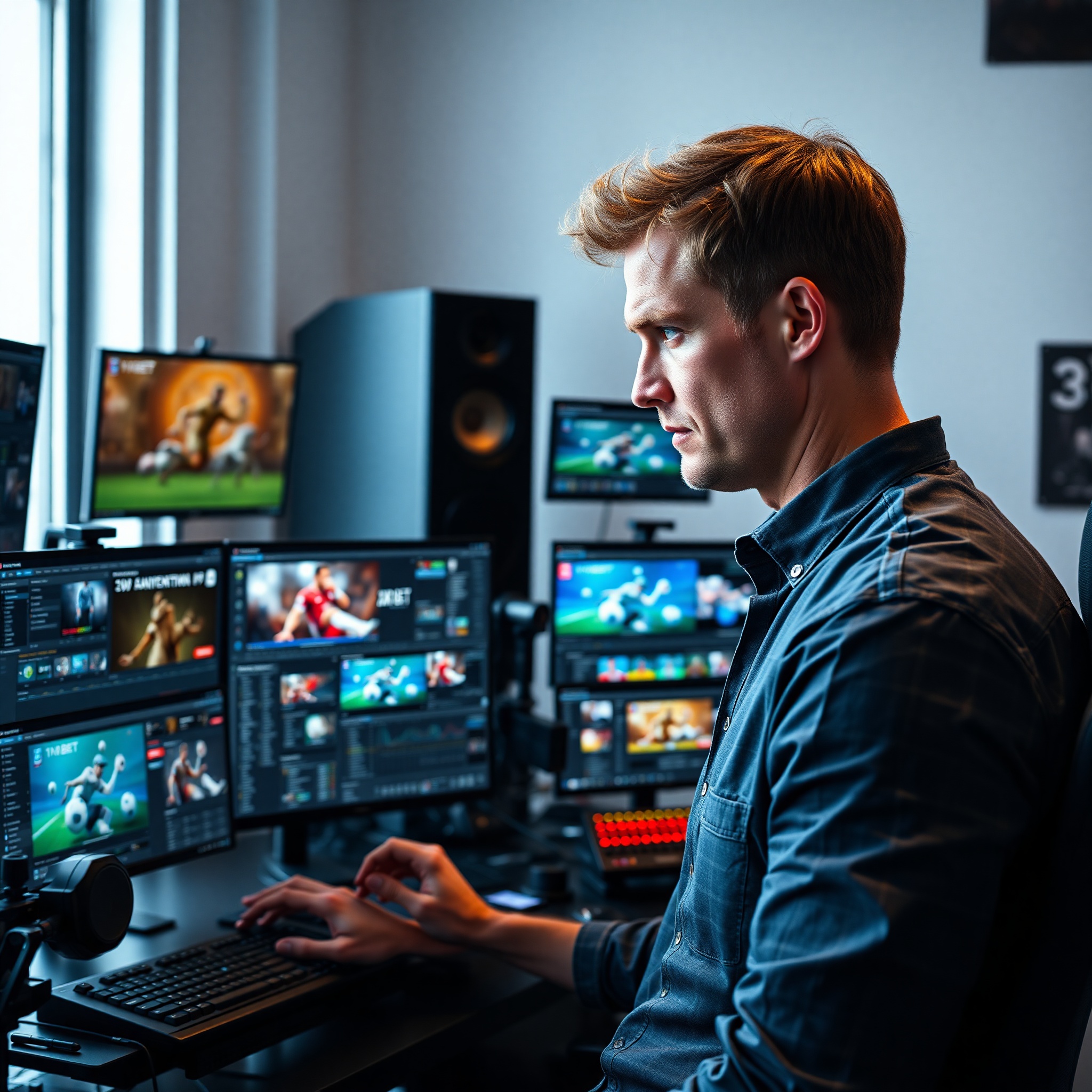 Visual effects artist compositing professional advertising campaign with layered 3D elements