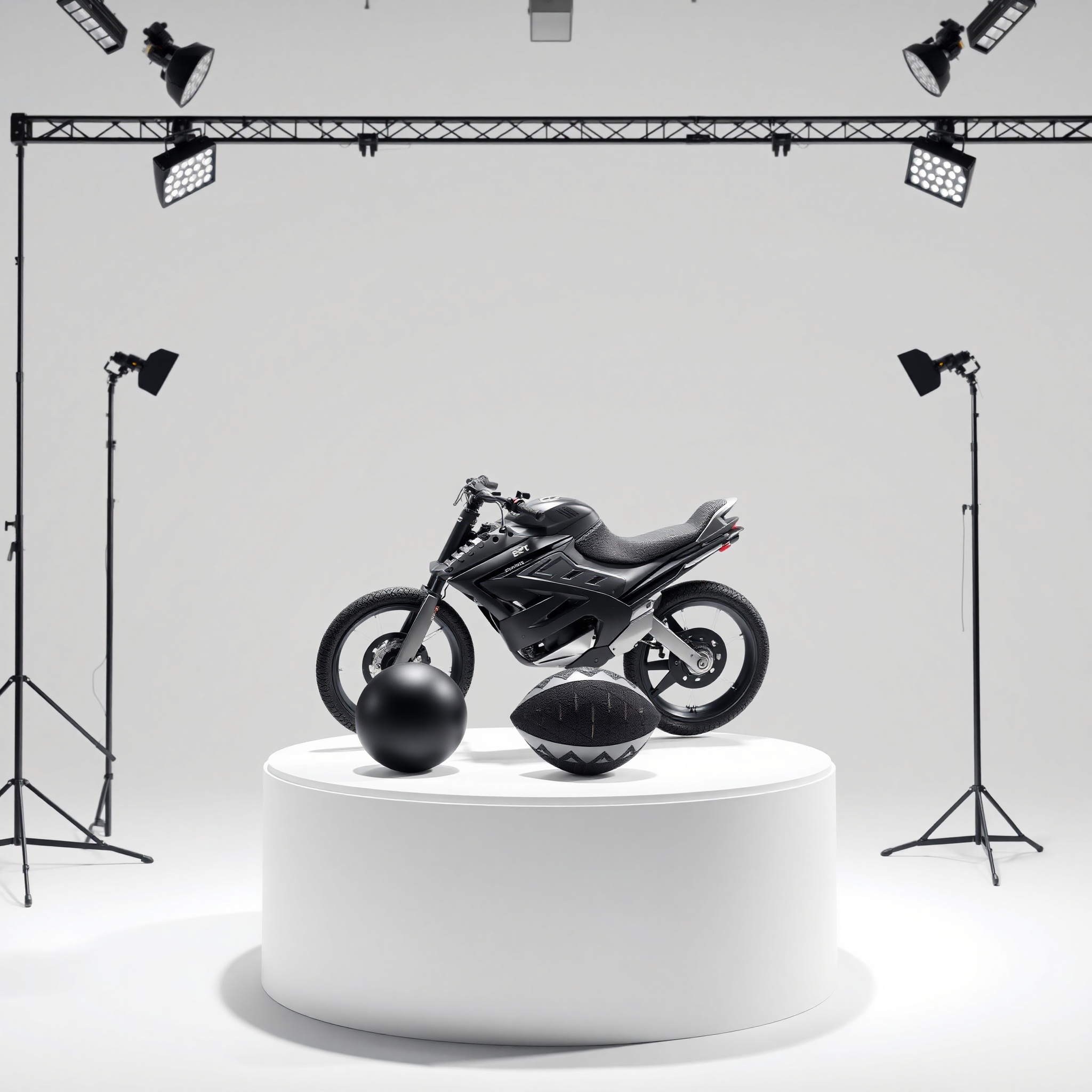 Professional 3D rendering of sports equipment with detailed material properties and dramatic studio lighting